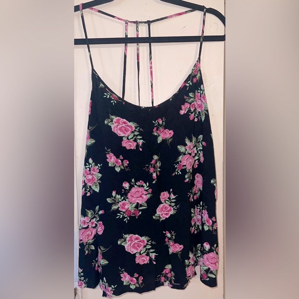 Floral Black and Pink Ladies’ Spaghetti Strap Cami
